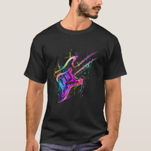 Colourful Musician Bass Electric Guitar T-Shirt