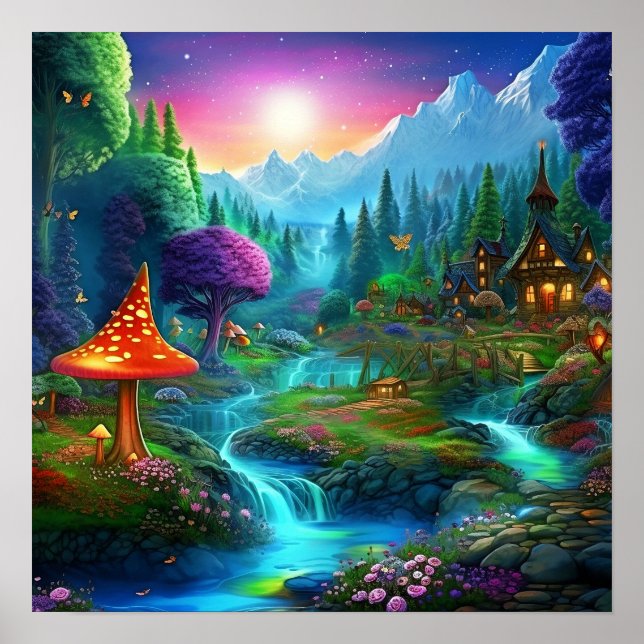 Colourful mysterious fantasy land poster (Front)