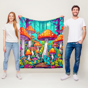 Colourful Mystic Shroom Artwork Fleece Blanket