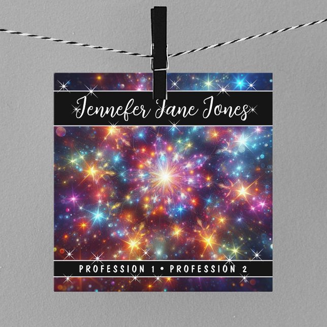 Colourful Mystic Sky Nebula Glitter Stars Square Business Card (Creator Uploaded)