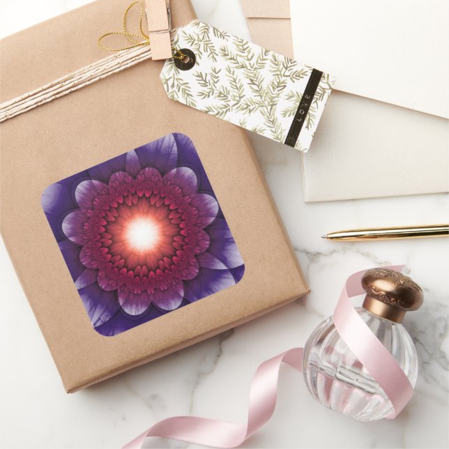 Colourful mystical floral ornament  square sticker (Gifting)
