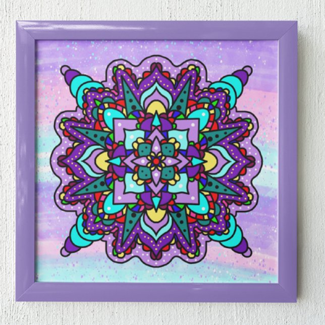Colourful Mystical Mandala in Purple and Blue Poster (Creator Uploaded)