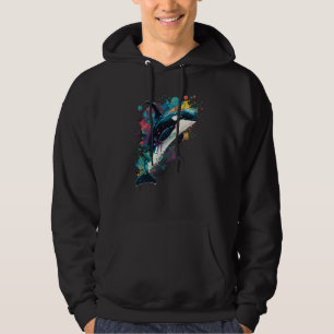 Colourful mystical orca whale watching dolphin pot hoodie