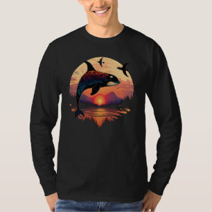 Colourful mystical orca whale watching dolphin pot T-Shirt