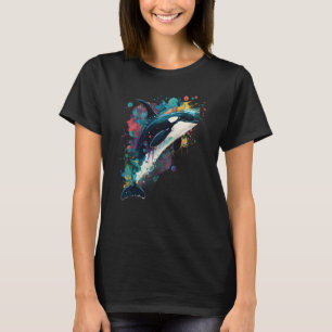 Colourful mystical orca whale watching dolphin pot T-Shirt