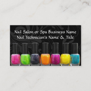Colourful Nail Polish Bottles, Nail Salon Business Card
