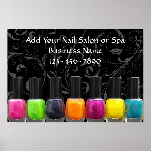 Colourful Nail Polish Bottles, Nail Salon Sign (Front)