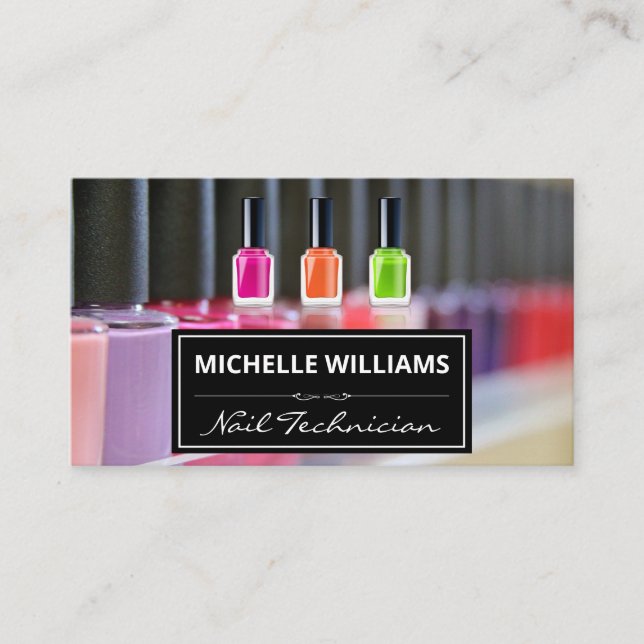 Colourful Nail Polish Variety | Manicurist Business Card (Front)
