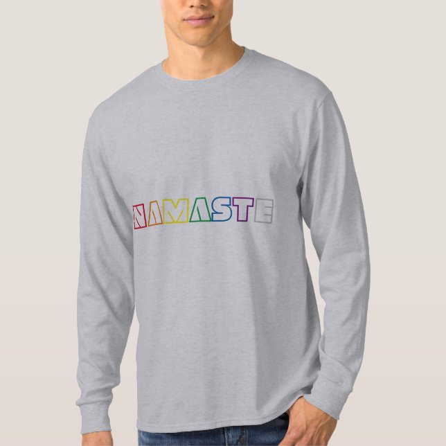 Colourful Namaste Greeting Typography Shirt (Front)