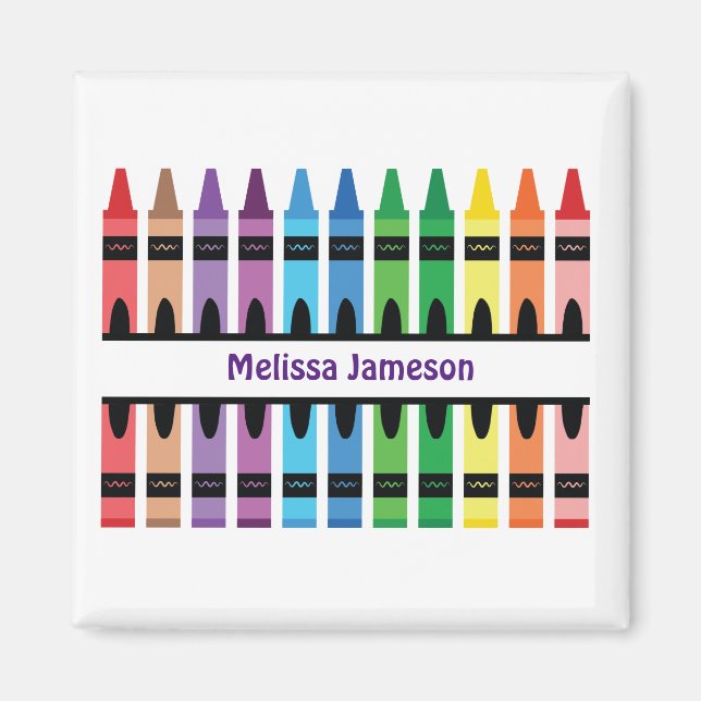 Colourful Name Monogram Pencils Crayon Magnet (Front)