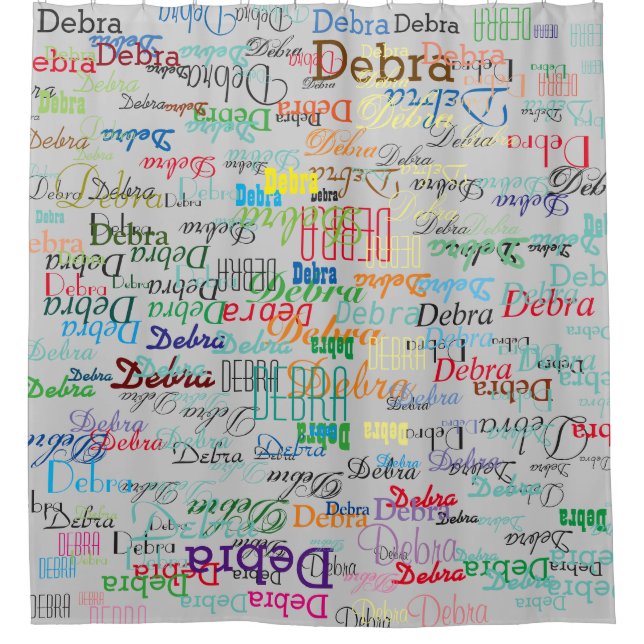 colourful names personalised shower curtain (Front)