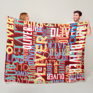 Colourful Names Replicated Modern Typos Pattern Fleece Blanket
