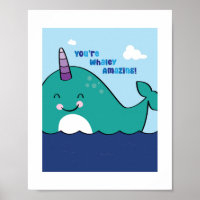Colourful Narwhal Illustration - Ocean Animal Art