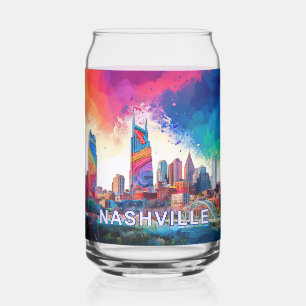 Colourful Nashville Skyline Can Glass