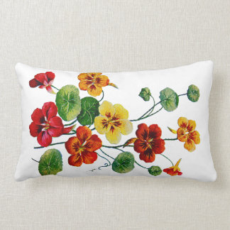 Colourful Nasturtiums Faux Embroidered Pillow