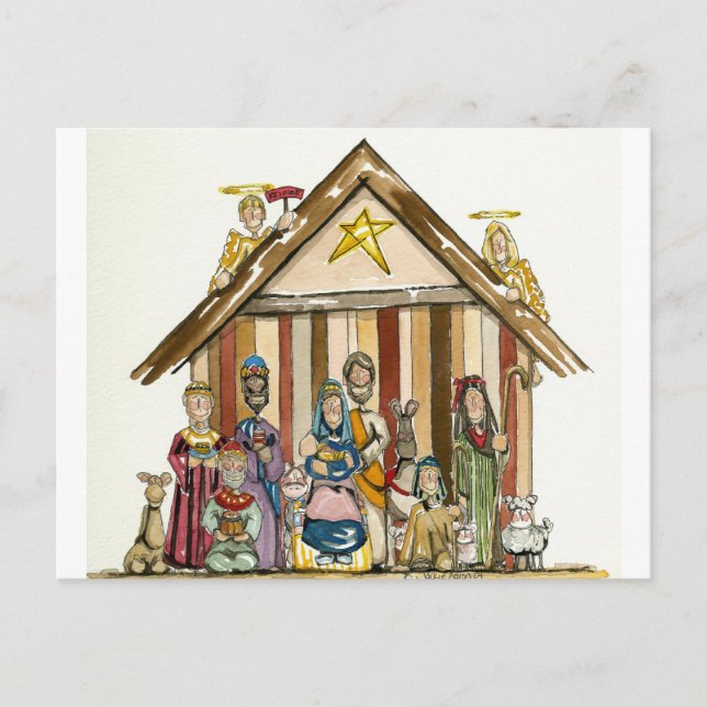 colourful naticity scene postcard (Front)