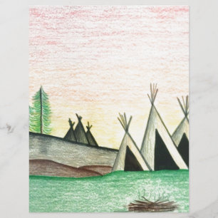 Colourful Native American Teepee Folk Art