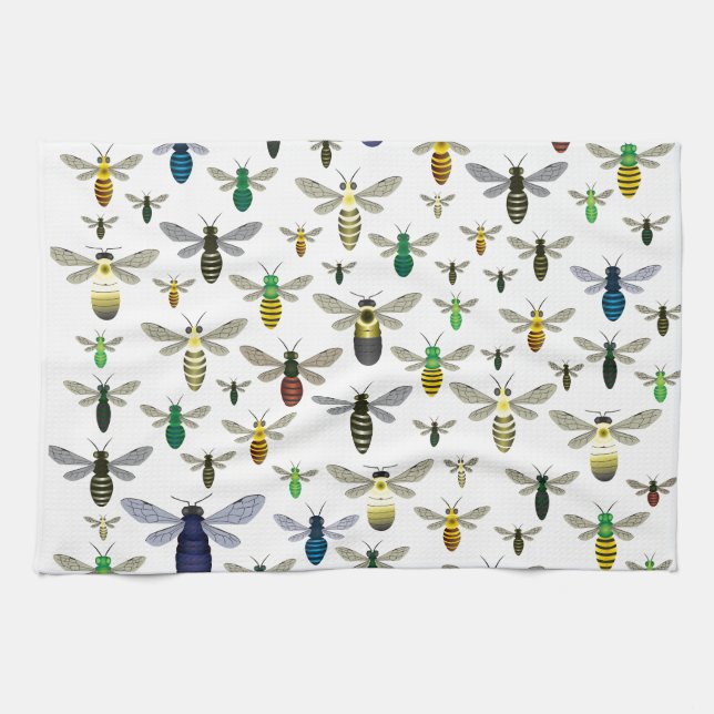 Colourful Native Bees Kitchen Towel (Horizontal)