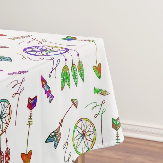 Colourful native pattern tablecloth (In Situ)