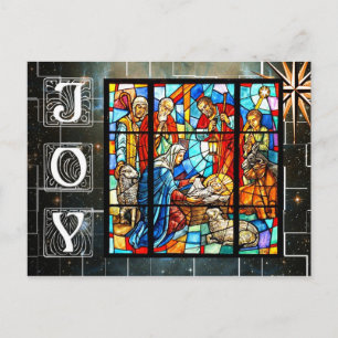 Colourful Nativity scene Postcard