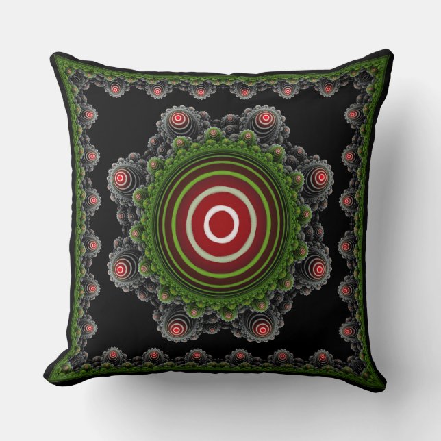 Colourful natural fairy fractal ornament cushion (Front)