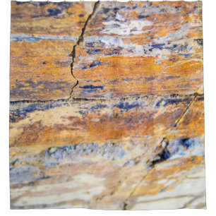 Colourful natural stone wall pattern in a quarryan shower curtain