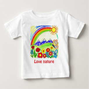 Colourful Nature Drawing for Nature Lovers Baby T-Shirt