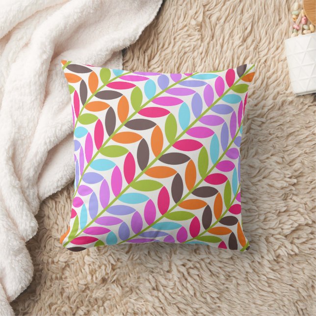 Colourful Nature Leaf Design Pattern Cushion (Blanket)