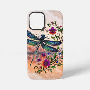 Colourful Nature Vibrant Dragonfly Floral Art iPhone 12 Mini Case