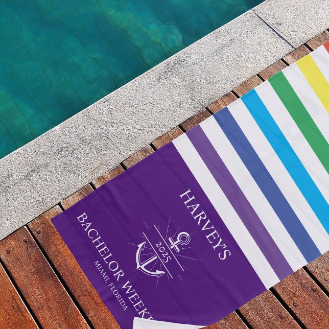 Colourful Nautical Bachelor Trip Keepsake Beach Towel (Creator Uploaded)