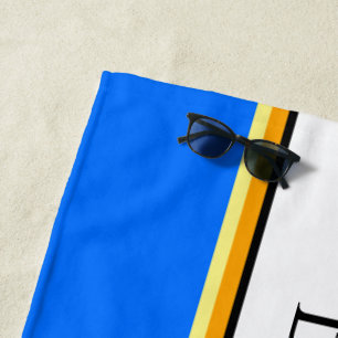 Colourful Nautical Blue White Stripes BOATHOUSE Beach Towel