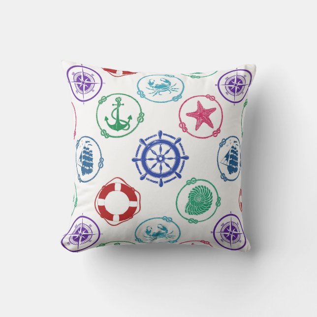 Colourful Nautical Pattern Cushion (Front)