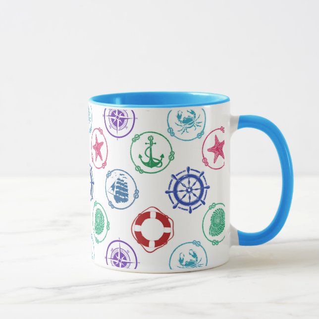 Colourful Nautical Pattern Mug (Right)