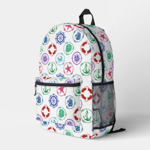 Colourful Nautical Pattern Printed Backpack