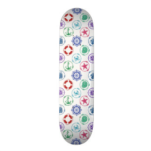 Colourful Nautical Pattern Skateboard