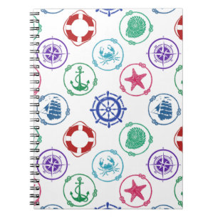 Colourful Nautical Pattern Spiral Notebook