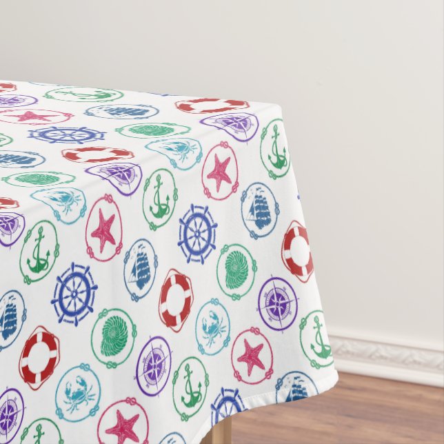 Colourful Nautical Pattern Tablecloth (In Situ)