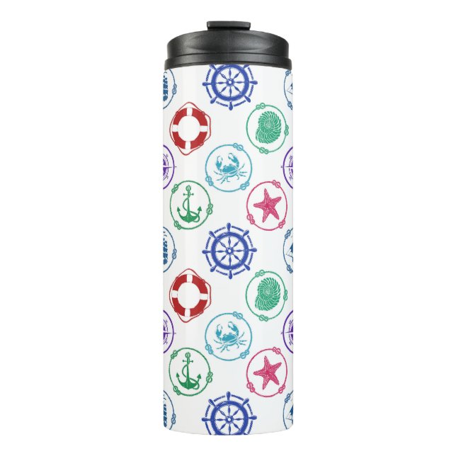 Colourful Nautical Pattern Thermal Tumbler (Front)
