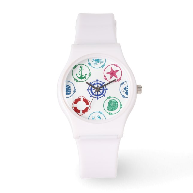 Colourful Nautical Pattern Watch (Front)