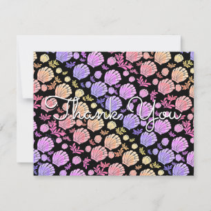 Colourful Nautical Sea Shell Pattern Thank You  Card