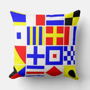 Colourful Nautical Signal Flags Pattern Cushion