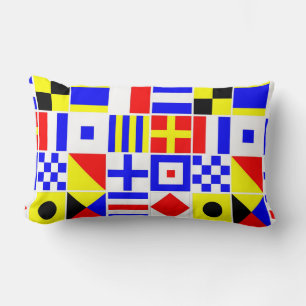 Colourful Nautical Signal Flags Pattern Lumbar Cushion