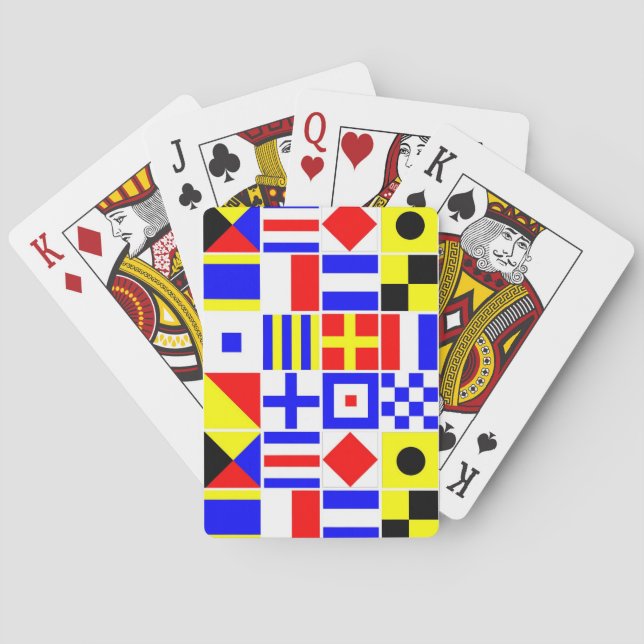 Colourful Nautical Signal Flags Pattern Playing Cards (Back)