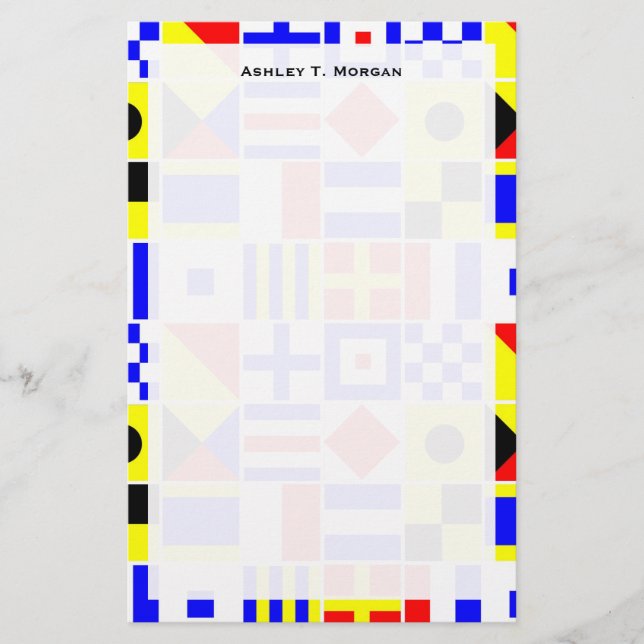 Colourful Nautical Signal Flags Pattern Stationery (Front)