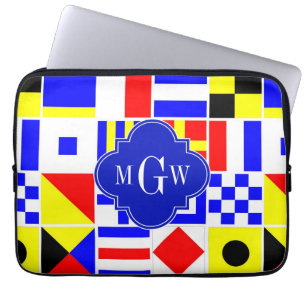 Colourful Nautical Signal Flags Royal 3I Monogram Laptop Sleeve