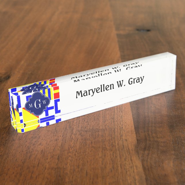 Colourful Nautical Signal Flags Royal 3I Monogram Nameplate (Side)