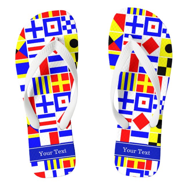 Colourful Nautical Signal Flags Royal Name Monogra Jandals (Footbed)