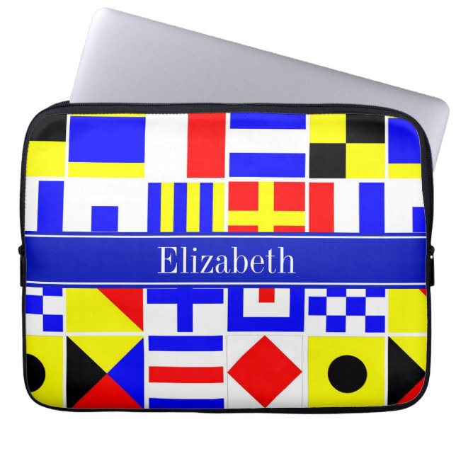 Colourful Nautical Signal Flags Royal Name Monogra Laptop Sleeve (Front)