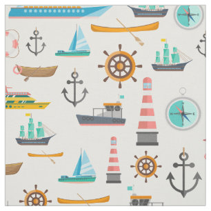 Colourful nautical themed pattern  fabric