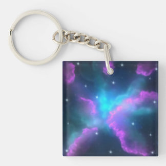 Colourful Nebula Cloud Background Key Ring